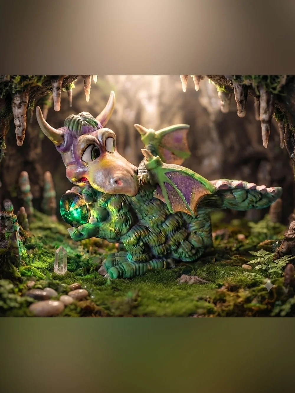 Franklin Mint Multicolor Dragon Figurine with Gemstone. “Guily”